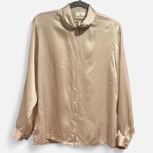 Vintage Susan Bristol Champagne 100% Silk Blouse - Size 8